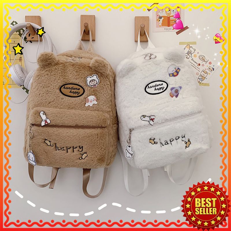 TAS BULU LEMBUT IMPORT ASLI KOREA/TAS IMPORT ANAK KULIAHAN/TAS SD SMP SMA/TAS SEKOLAH/TAS MAIN BULU