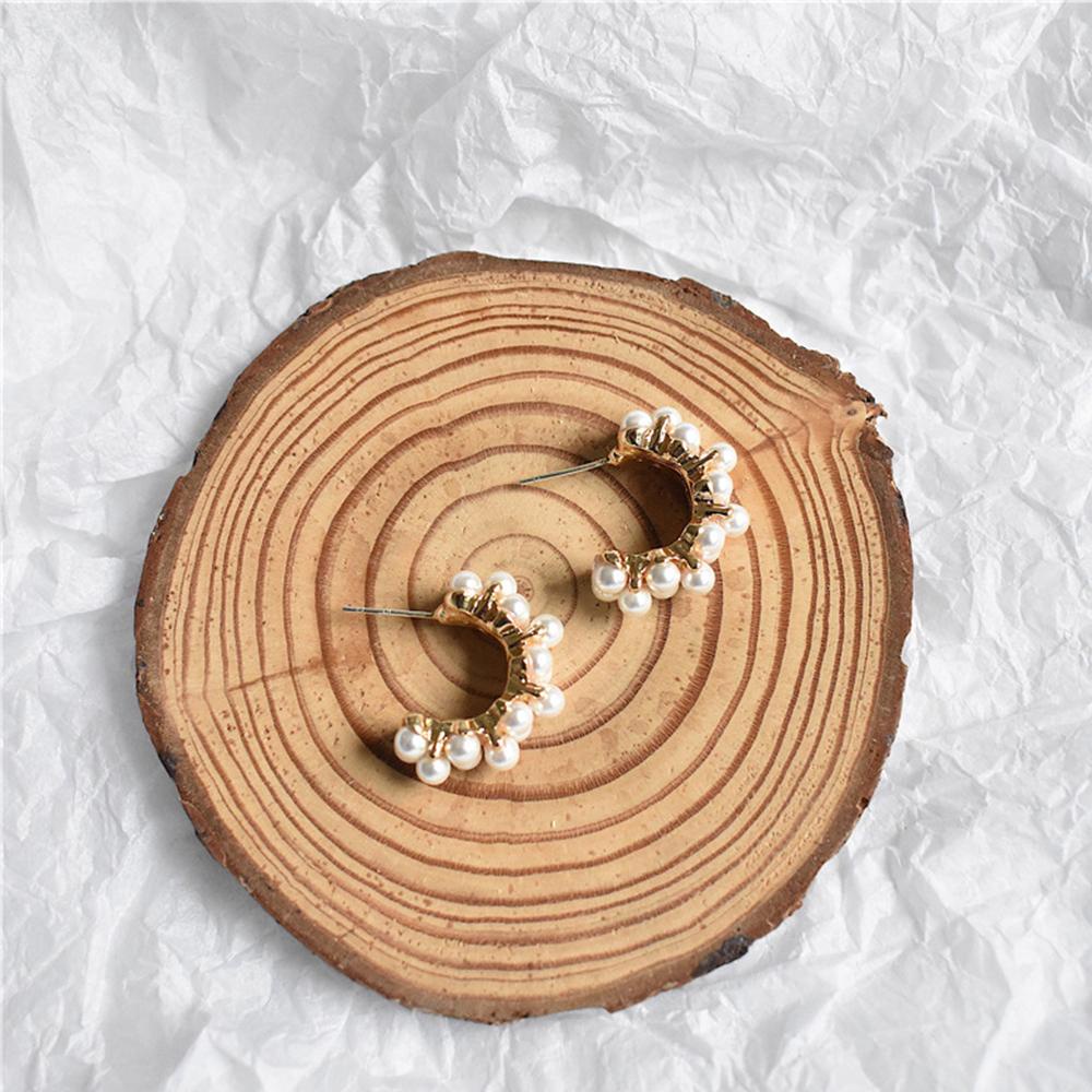 Anting Hoop Agustina Wanita Baru Lingkaran Mutiara Temperamen Handmade Vintage Fashion Jewelry