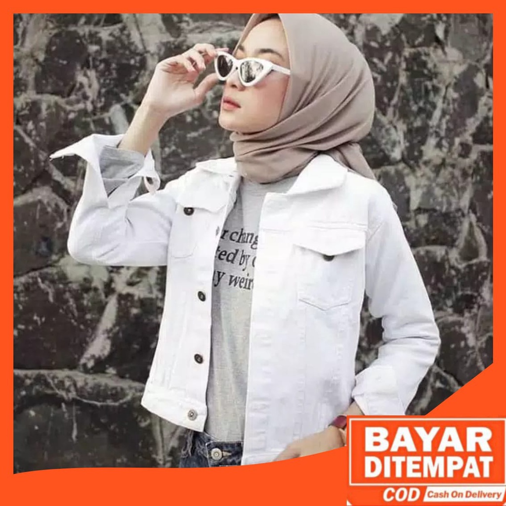 Jaket Crop Biondy Putih dan Mint I Jaket Jeans Trendy Korean Murah Premium