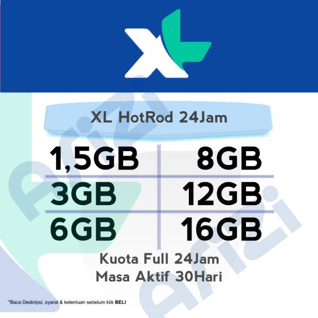 Paket Data Kuota Isi Ulang Internet Xl Hotrod 24jam 1 5gb 3gb 6gb 8gb 12gb 16gb Bulanan Shopee Indonesia