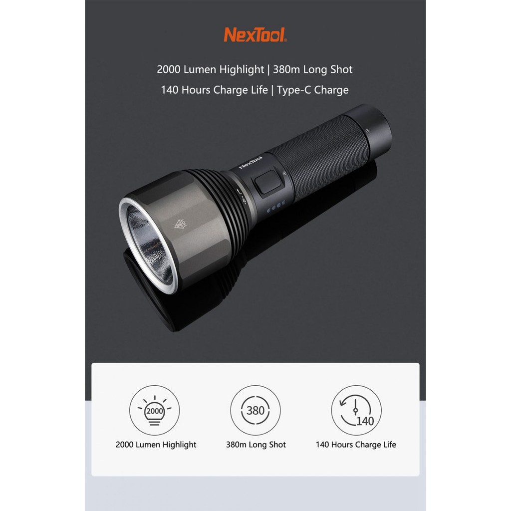 AKN88 - NEXTOOL Rechargeable IPX7 Senter 2000 Lumens ZES0417