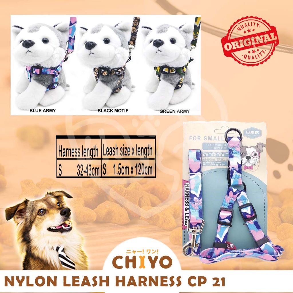 TALI BADAN Anjing Kucing BEJIARY MOTIF HARNESS + LEASH SIZE S (SMALL) CP21