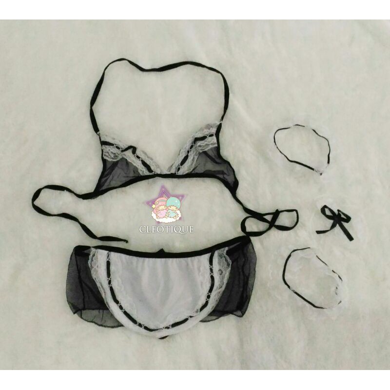 Lingerie Seksi Hot Cewek Dewasa 1 Set Hitam