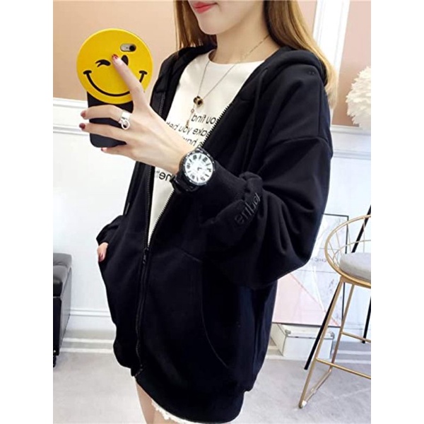 Jaket Hoodie sweater oversize pakaian pria wanita Outerwear Korean Style SUPER ZIPPER FJ725