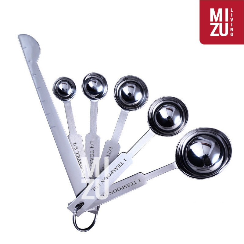 MISURARE METRE 6in1 SET Measuring Spoons Penggaris Sendok Takar Ukur Stainless Steel BPA-Free