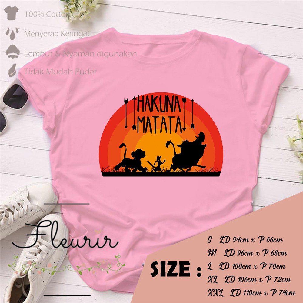 FLEURIR - KAOS WANITA HAKUNA MATATA DEWASA LENGAN PENDEK TUMBLR TEE UNISEX
