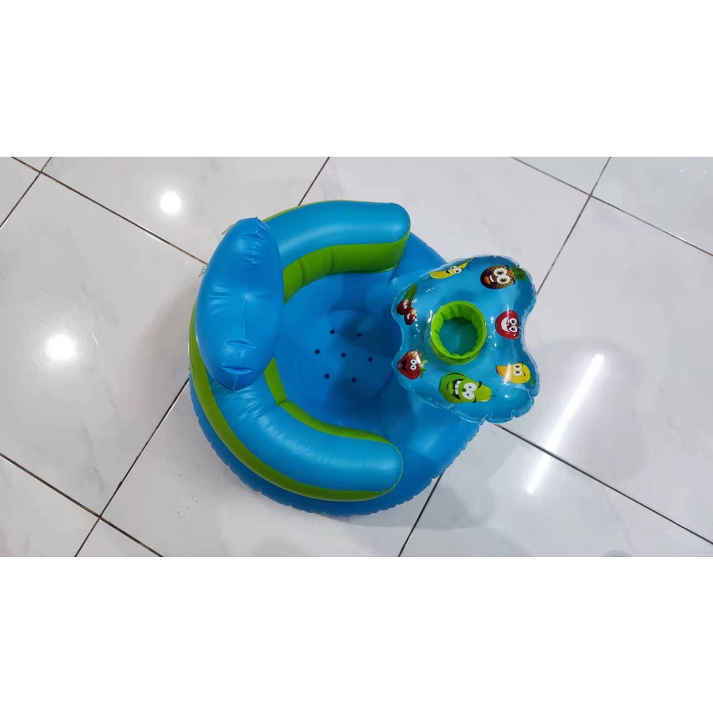 BABYGENIC MALLHUAYI MALL ready model apel warna biru sofa bayi / kursi bayi pompa untuk belajar duduk, makan, main dan mandi ada musik cocok untuk bayi 4 bulan - 3 tahun  [ gratis pompa ]