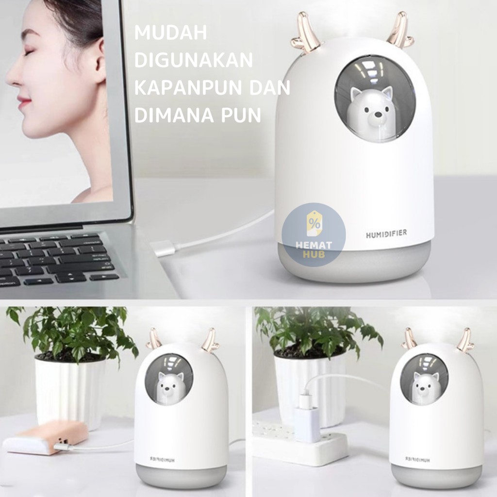 Air Humidifier Aromatherapy 300ml RGB Night Light Pelembab Udara Aromaterapi Ultrasonic Diffuser Pet