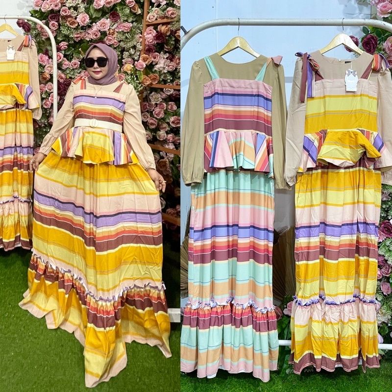 Dress Salur vivorie/Dress mewah rainbow/Maxi Dress Naomi vivorie/ dress salur import vivorie/ dress 