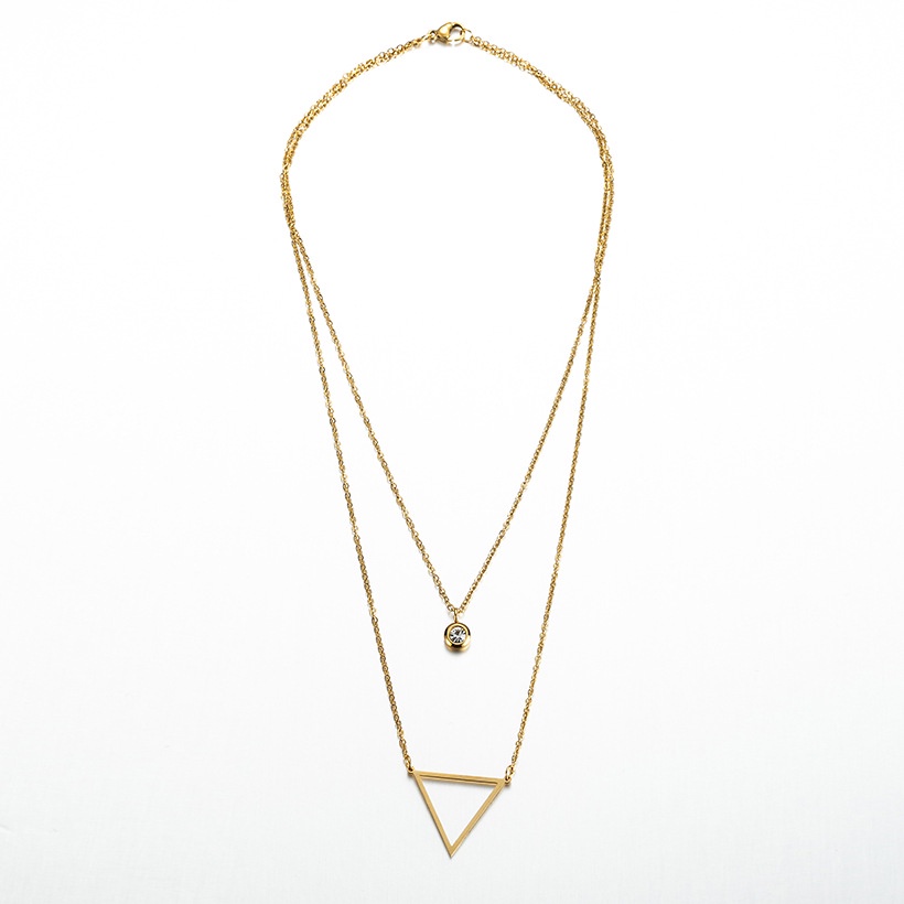 Kalung Rantai Liontin Geometris Segitiga Bulat Bintang Hati Aksen Berlian Gaya Jepang Korea Untuk Wanita