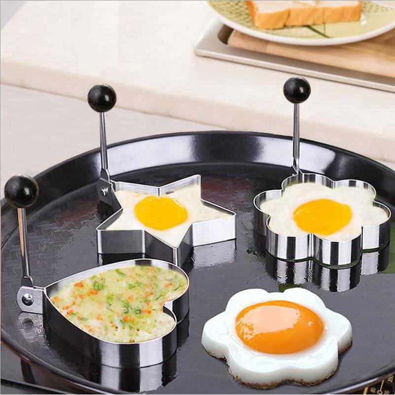 Diy Gadget Dapur Penggorengan Telur Pancake Panggang Omelet Cetakan Hati Bulat Bunga Bentuk Pentagram Cetakan Stainless Steel