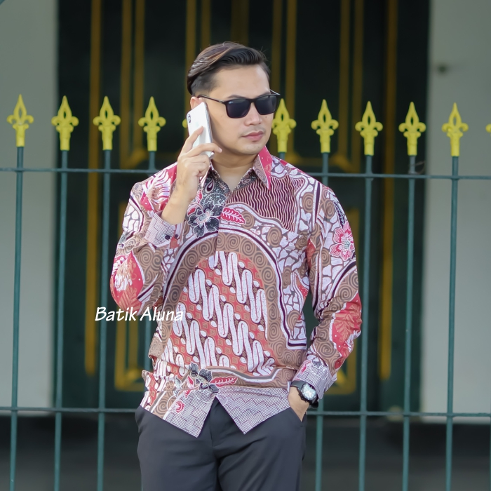 Batik pria lengan panjang Kemeja Atasan Baju batik pria laki laki lengan panjang premium cowok solo