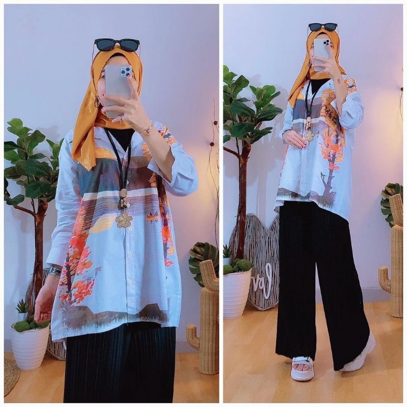 Sunny Shirt kemeja wanita kemeja muslim kemeja jumbo kemeja katun kemeja printing kemeja import