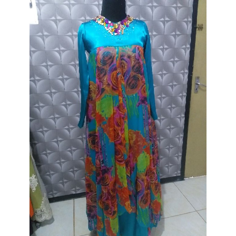 preloved dress gaun pesta motif unik