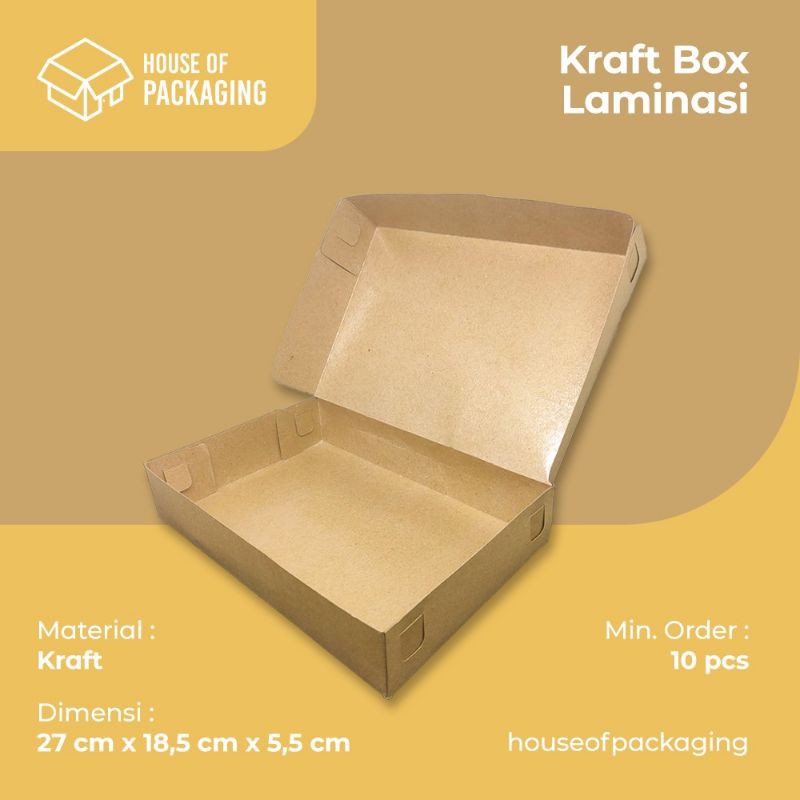 

Box Donat / Dus Kue KRAFT UK 27x18x5,5cm @10pcs Carton Box Kraft FOODGRADE LAMINASI