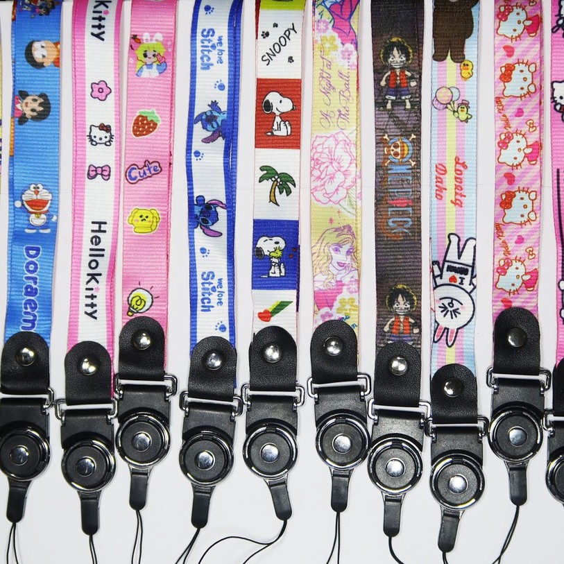 MOTIF 2 SNAP ON LANYARD ID CARD / TALI GANTUNGAN HP / KUNCI MOTOR KARAKTER TERBARU STRAP SET 2