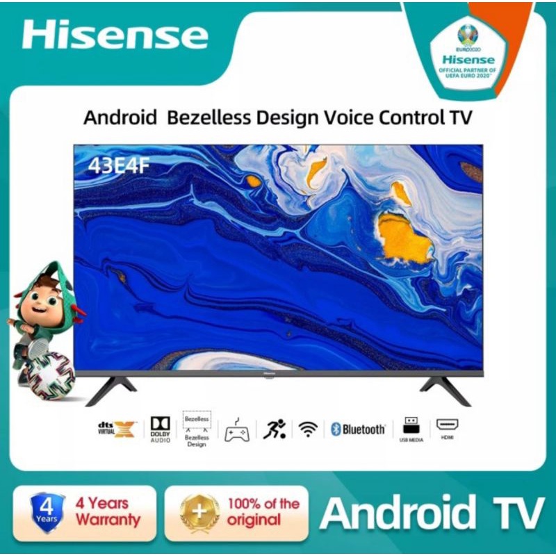 LED TV Hisense 43E4F 43 inch Android Smart TV Dolby Audio Bluetooth USB