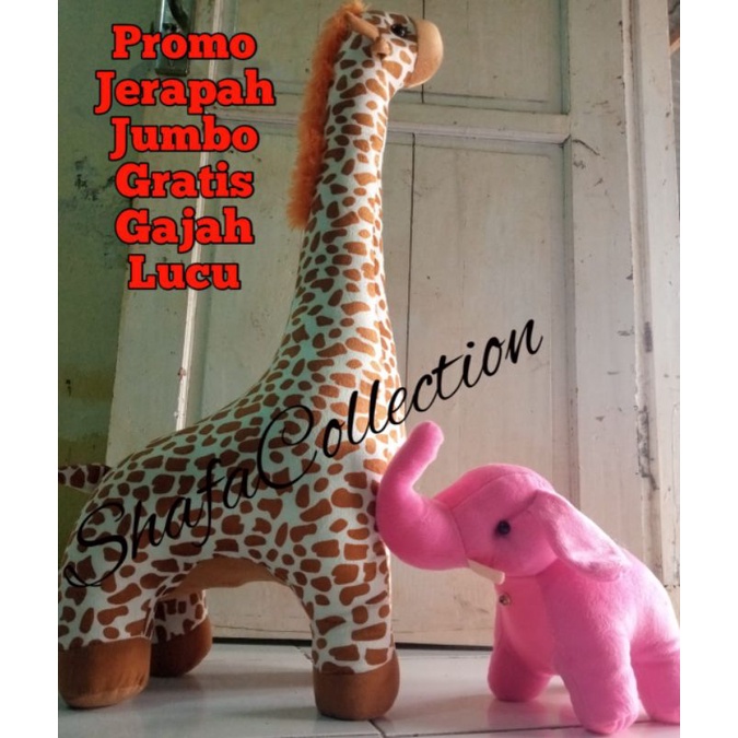 Boneka Jerapah Jumbo Gratis Gajah Lucu