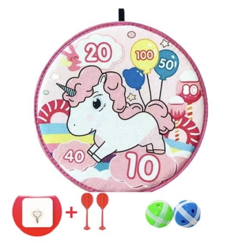 Mainan edukasi lempar bola tempel/lempar dart/lempar tempel/pony pink