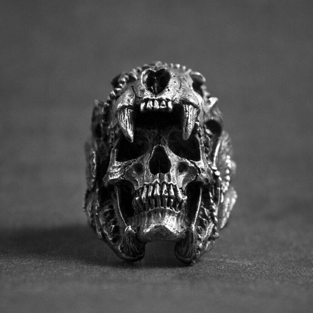 Gotik Satwa Tengkorak Baja Titanium Pria Perhiasan Fashion Punk Skull Cincin Rings