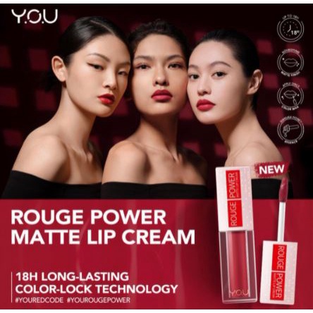 ☘️Yuri Kosmetik☘️ YOU Rouge power matte lip cream free travel size