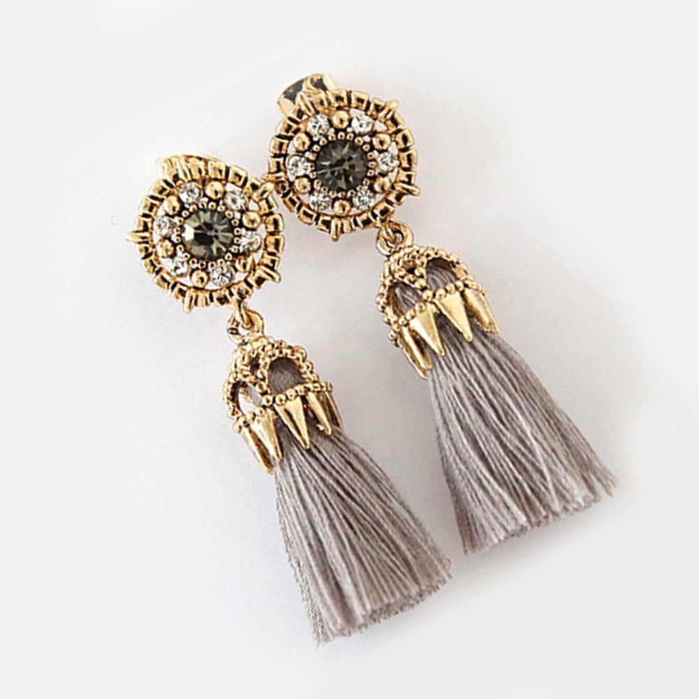 Hu Hu Hu Hu Hu Alat Bantu Pasang Kacamata♡ Anting Gantung Panjang Model Hollow Gaya Baroque Vintage Dengan Rumbai + Berlian Imitasi Untuk Wanita