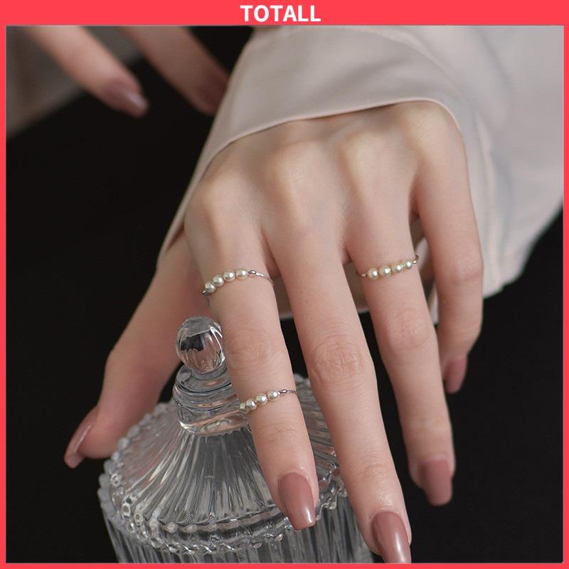 COD Cincin Mutiara Sederhana Wanita Premium Sense Retro Fashion Temperamen Cincin Pembuka-Totall