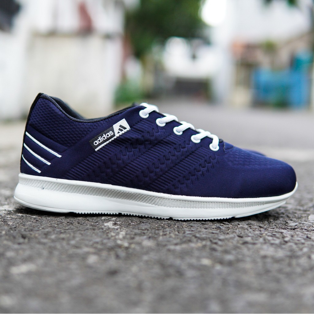 SM88 - Sneakers Olahraga Pria Sepatu Adidas Flyknit Navy Kasual Bertali Sekolah Sport Jogging Lari