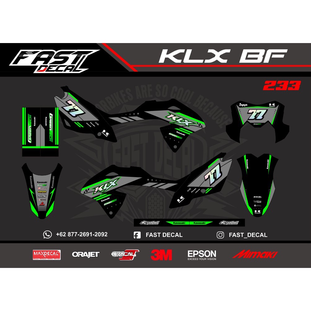 Decal klx bf dekal klx decal supermoto FD-233