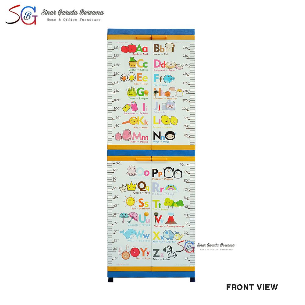 LEMARI PLASTIK ANAK KARAKTER FULL RAK BERKUNCI 2 PINTU / KABINET KARAKTER ANAK CLUB