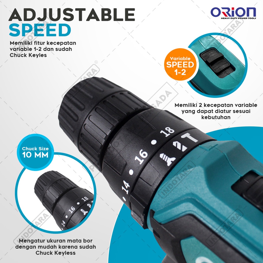 Mesin Bor Baterai Tangan / Cordless Drill Battery Orion CD2100B