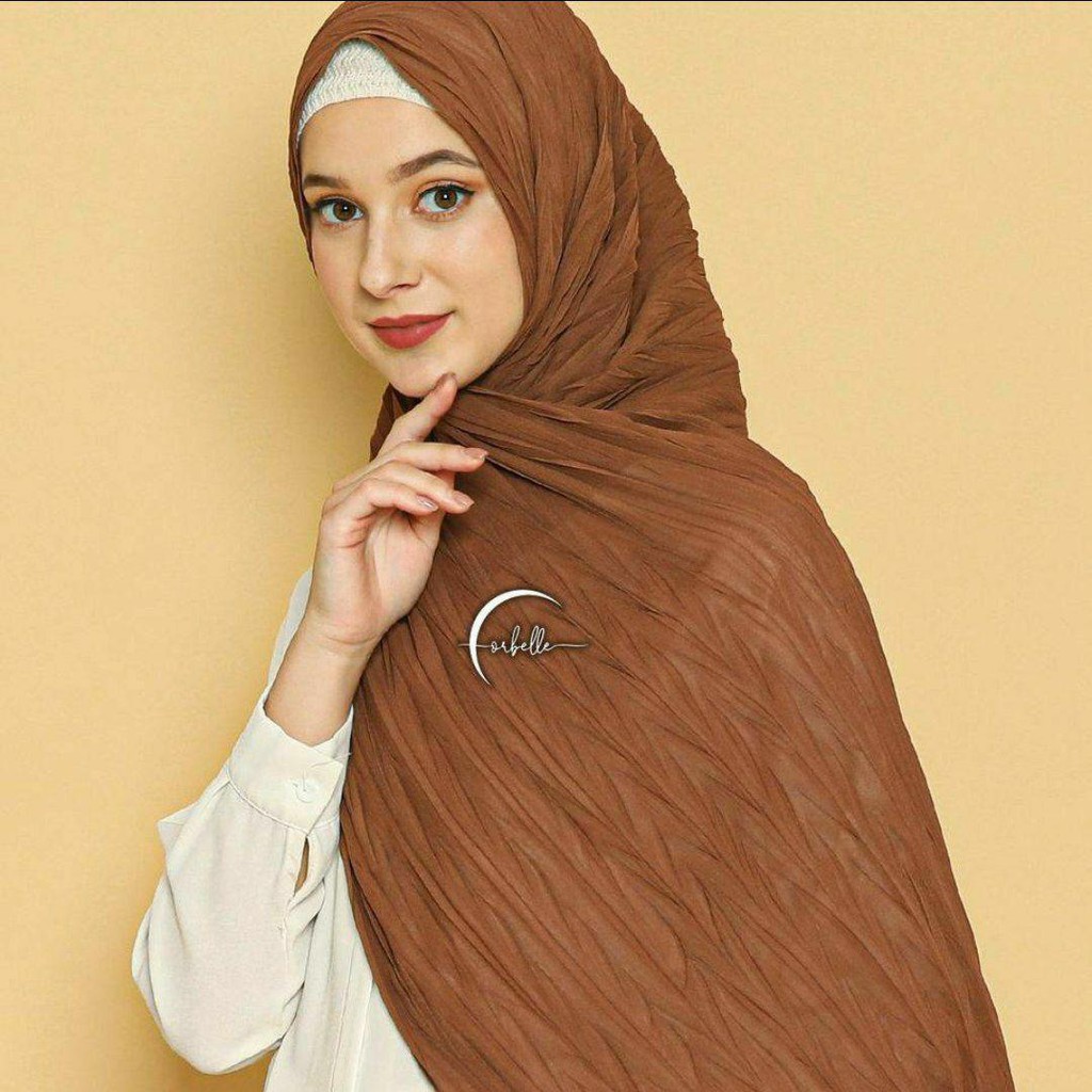 PASHMINA PLISKET PADI CERUTY / AKAR BAMBU ZIGZAG / PLEATS / PLEATED SHAWL ORI ELNIDA