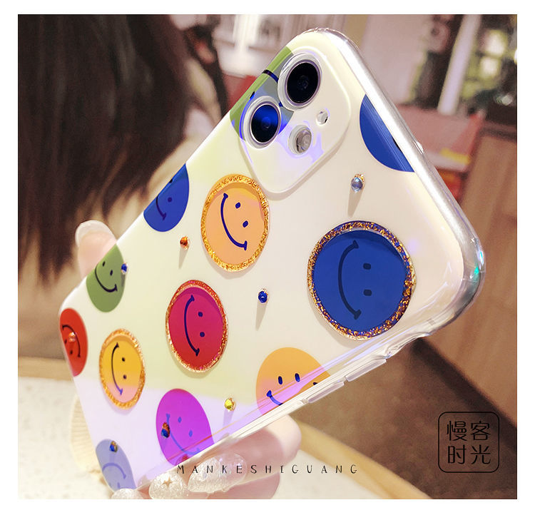 Soft Case Silikon Motif Smiley Face Untuk iPhone 12 12promax 7 8Plus SE X XS XR XSMAX 11 Pro Max