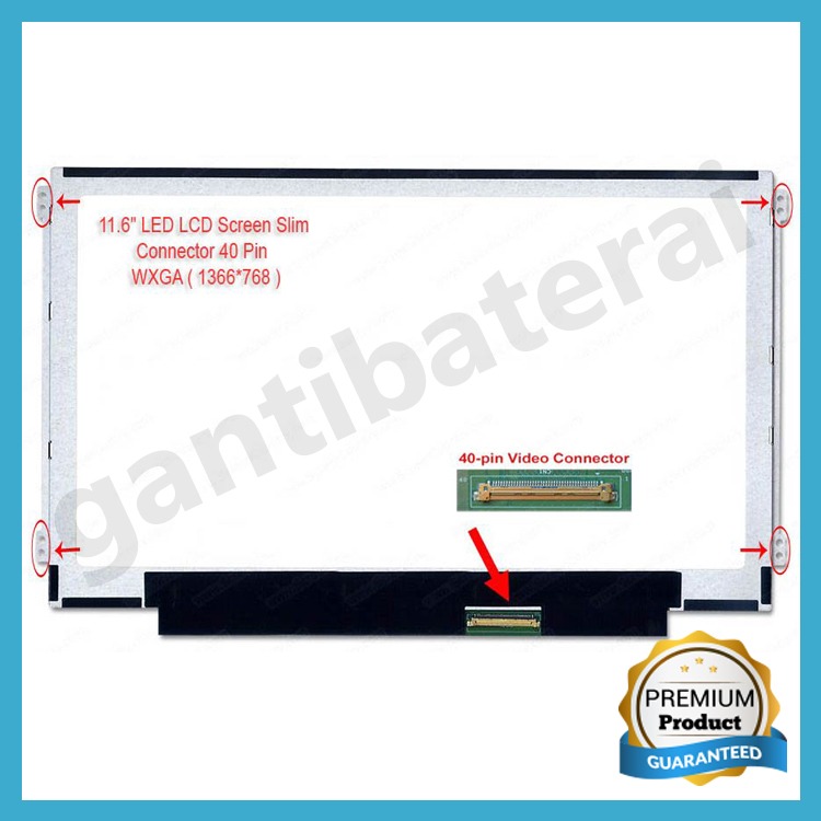 LCD LED 11.6 inch 40 pin slim Bracket Kanan Kiri