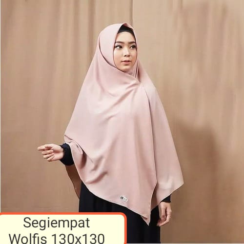 Jilbab Segi Empat wolfis Premium Jumbo Syar'i 130*130 Grade A