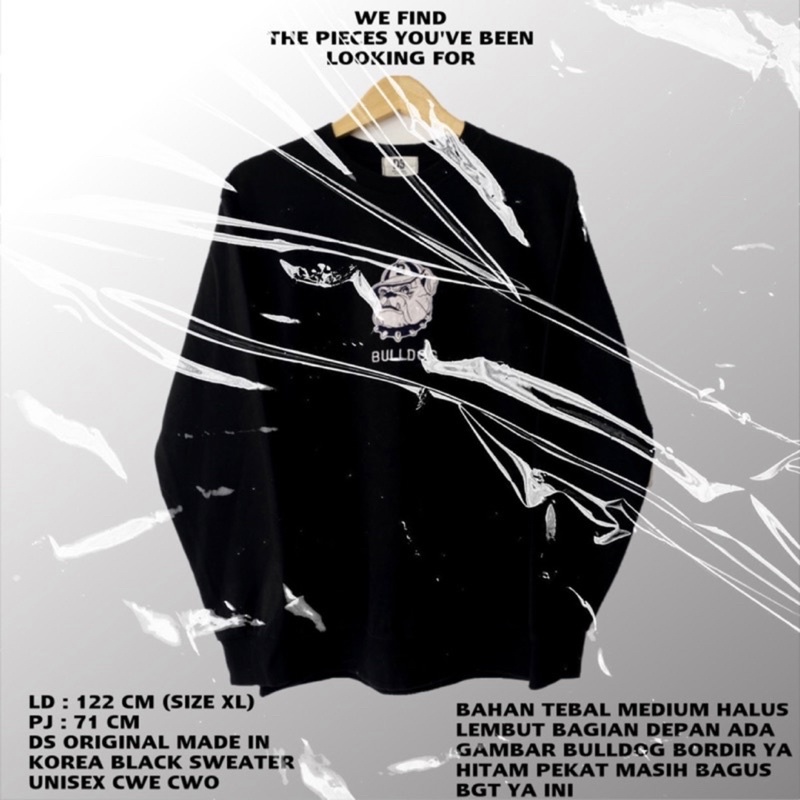Ds original/bulldog sweater/black sweater/oversize sweater/unisex sweater/black crewneck/korean swea