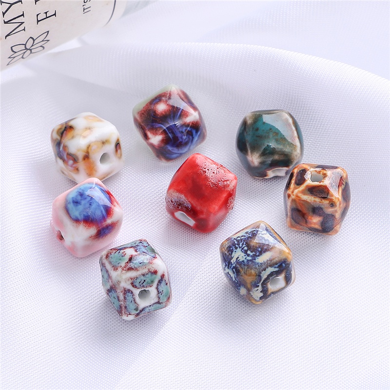 5 Pcs 13mm Persegi China Keramik Porselen Manik-manik Buatan Tangan DIY untuk Anting-Anting Kalung Gelang Perhiasan Kerajinan Membuat Aksesoris