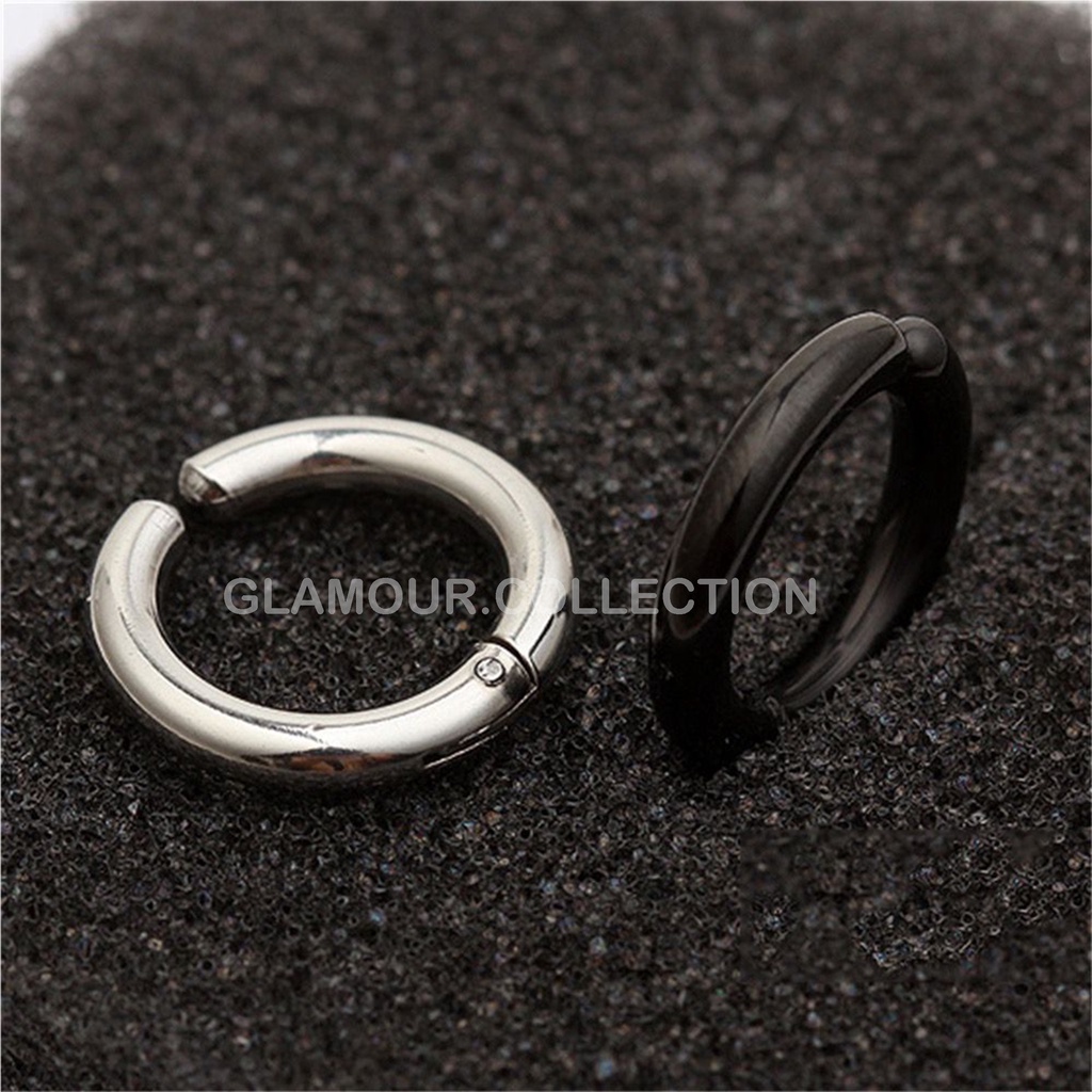 [COD] 1Pcs Anting Jepit Telinga Anting Telinga Palsu Pria/Wanita Lapis Titanium Model Bulat/Ring Ala Kpop TANPA LUBANG TINDIK