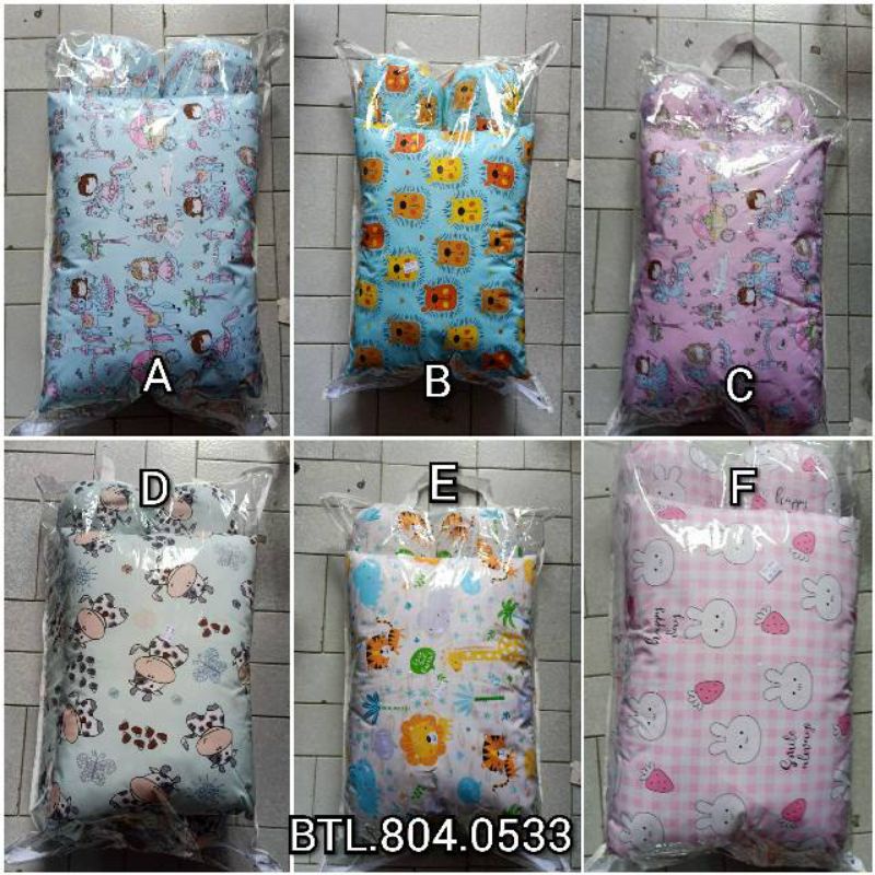 bantal guling set balita set sarung bantal bisa dilepas katun halus isi Dakron motif banyak