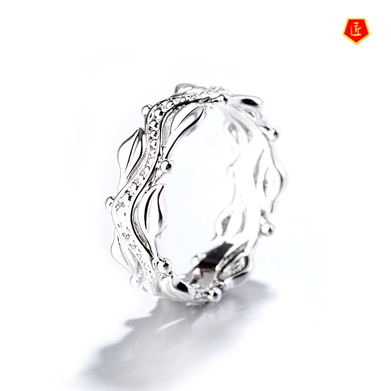 [Ready Stock]Creative Floating Carving Silver Ring Simple Personality