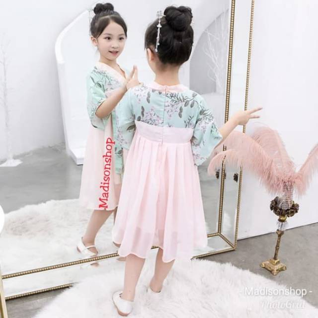 Cheongsam Bunga Bunga Hijau Gaya Korea Cheongsam Anak Murah