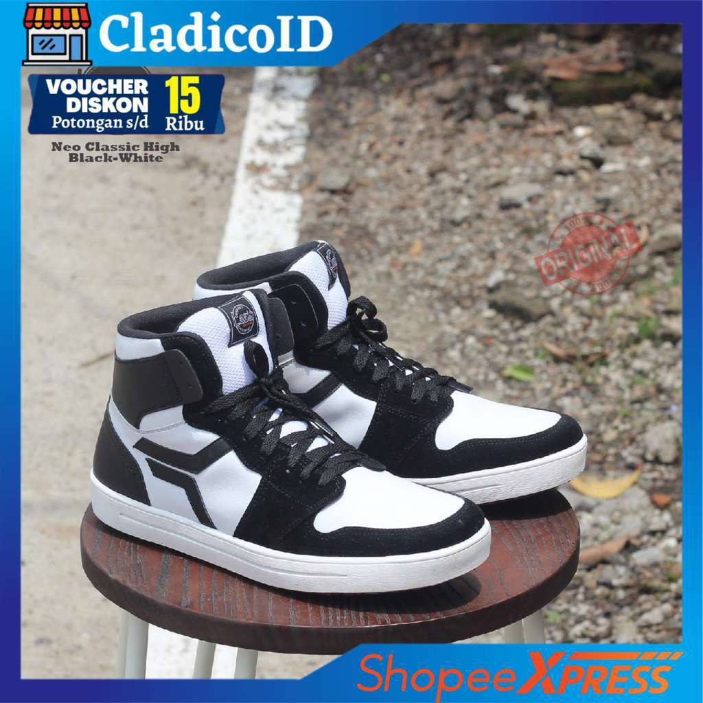 SEPATU SNEAKERS PRIA LAVIO NEO CLASSIC TINGGI ORIGINAL KEREN SANTAI JALAN NONGKRONG WARNA HITAM