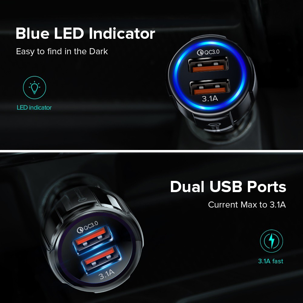 CAFELE Car Fast Charger Qualcomm 3.0 | Charging Cas Mobil Dual USB