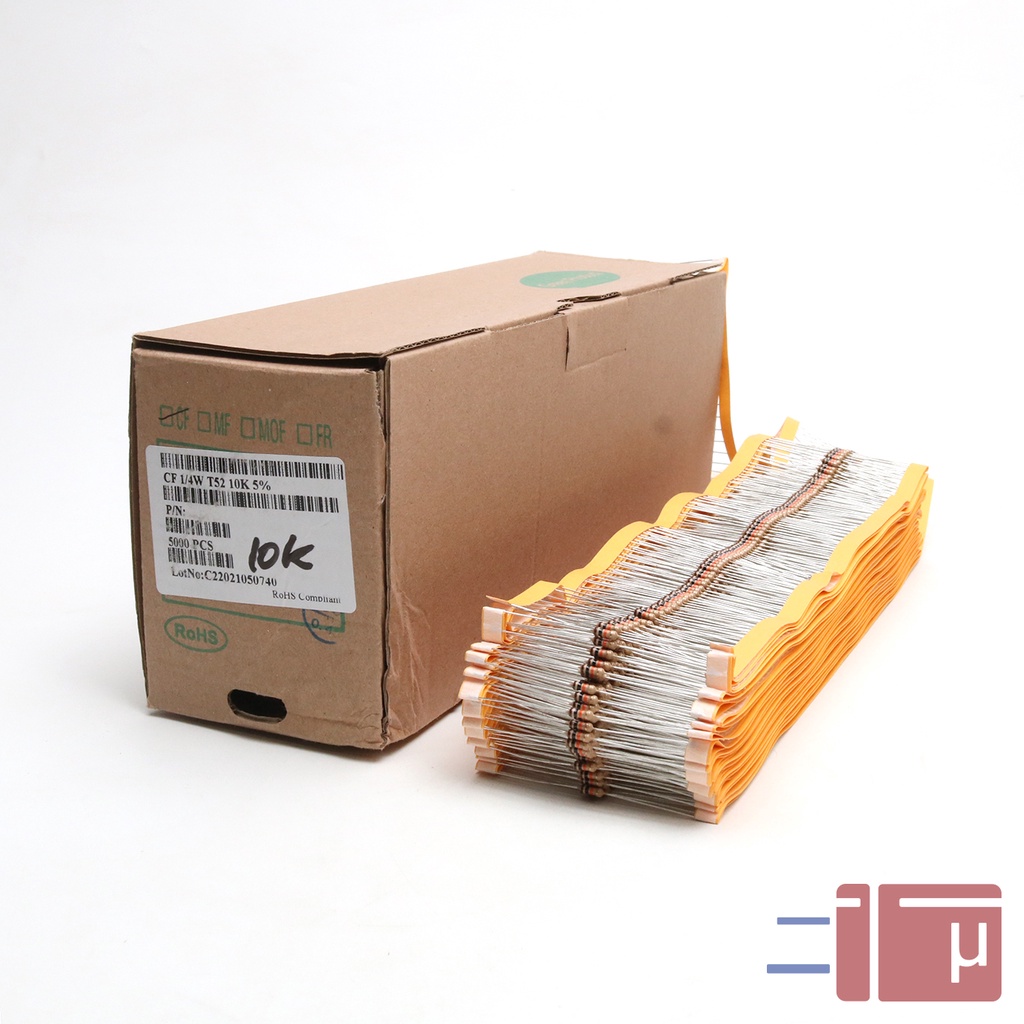 X10 Resistor 10K 1/4W Karbon 5% Taiwan Kaki Tembaga