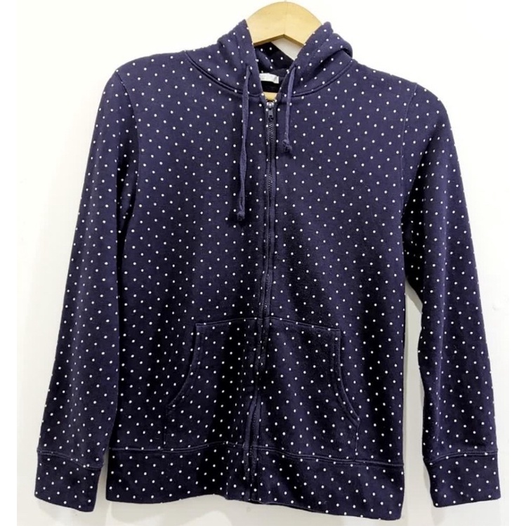 NAVY POLKADOT OUTER HOODIE CINEMA CLUB RETSLETING DEPAN SKU 382
