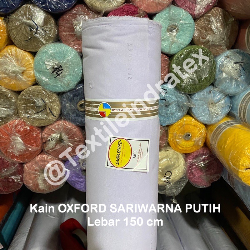 ( per 1 roll ) KAIN OXFORD SARI WARNA PUTIH SARIWARNA SWAICHI LEBAR 150 CM BAHAN BAJU SERAGAM SEKOLAH MASKER