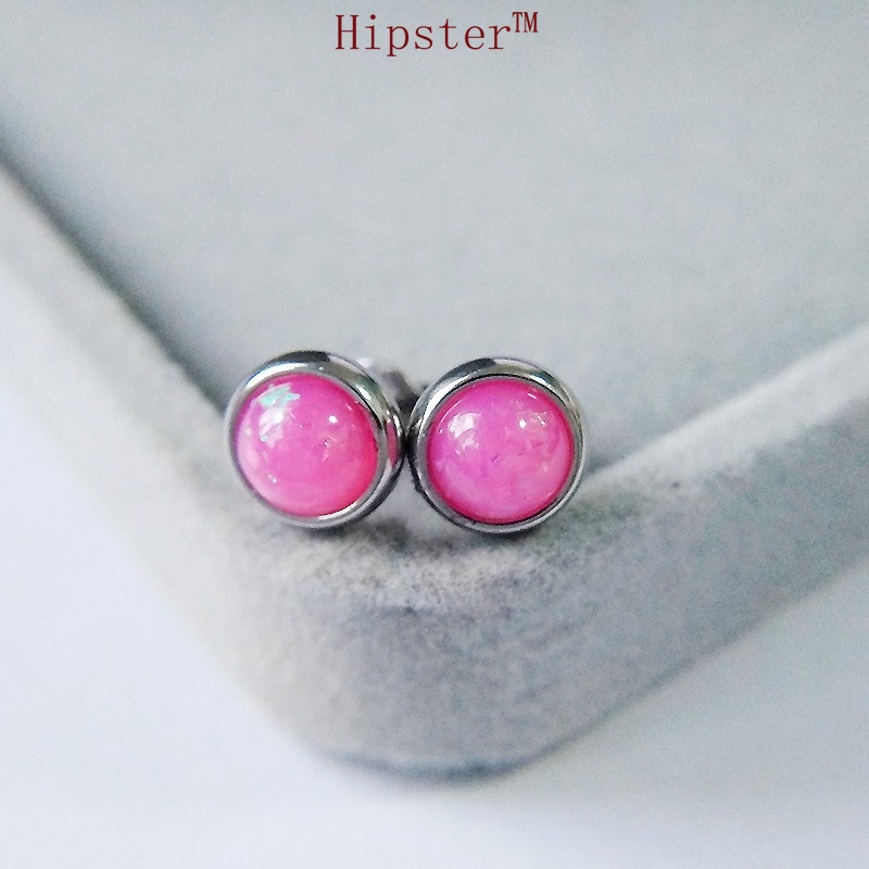 New Color Gemstone Inlaid Diamond Fashion Wild round Studs