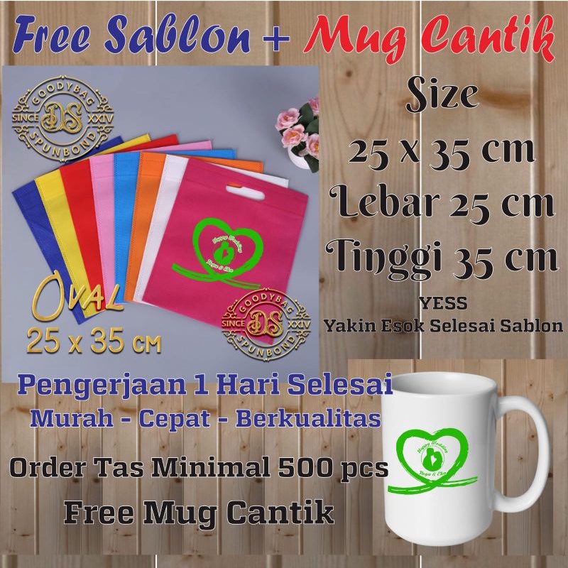 tas sablon oval 25x35 tas prusahaan souvenir pernikahan wedding