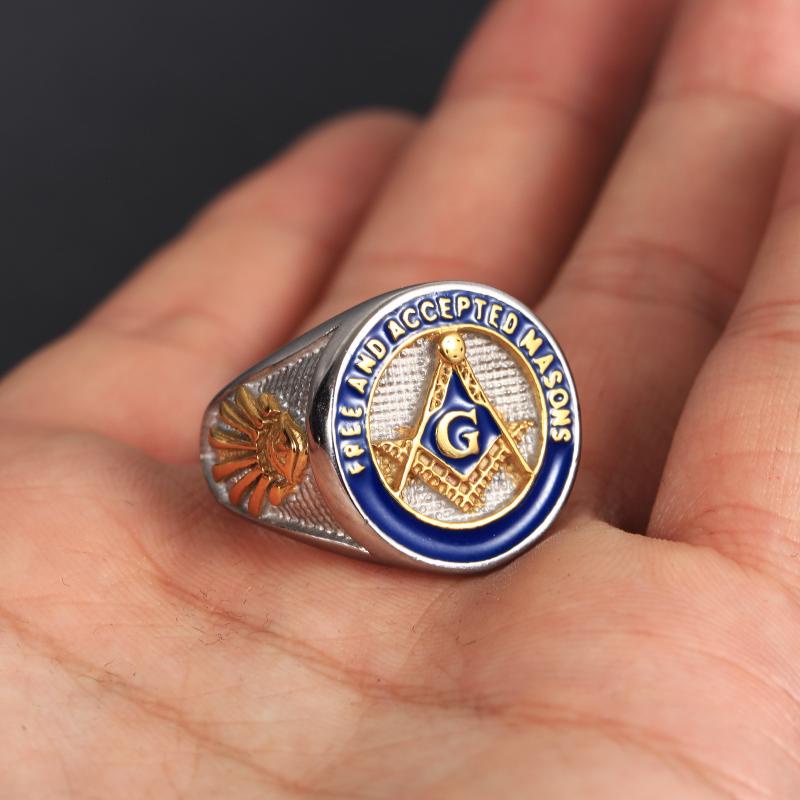 Cincin Pria Desain Tanda Masonic Untuk Hadiah Pernikahan