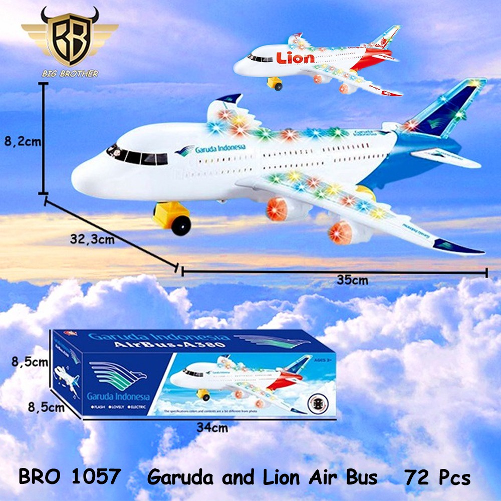 READY BRO1057 PESAWAT TERBANG LION GARUDA AIRPLANE MAINAN ANAK PESAWATAN BIGBROTHER AIRBUS